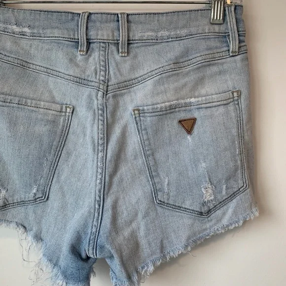 Guess Light Wash Distressed High Rise Denim Shorts - Picture 4 of 6